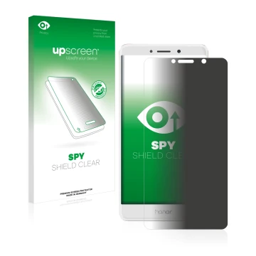 Parte frontale di una confezione del prodotto con il logo del marchio upscreen. Accanto è raffigurato il dispositivo Honor 6X 