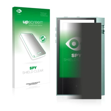 Parte frontale di una confezione del prodotto con il logo del marchio upscreen. Accanto è raffigurato il dispositivo Astell&Ke