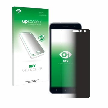 Parte frontale di una confezione del prodotto con il logo del marchio upscreen. Accanto è raffigurato il dispositivo ASUS ZenF