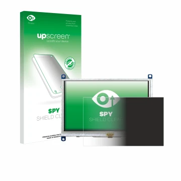 Parte frontale di una confezione del prodotto con il logo del marchio upscreen. Accanto è raffigurato il dispositivo Raspberry