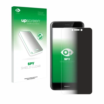 Parte frontale di una confezione del prodotto con il logo del marchio upscreen. Accanto è raffigurato il dispositivo Huawei P8