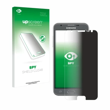 Parte frontale di una confezione del prodotto con il logo del marchio upscreen. Accanto è raffigurato il dispositivo Samsung G