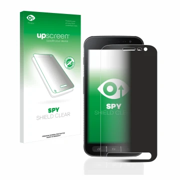 Parte frontale di una confezione del prodotto con il logo del marchio upscreen. Accanto è raffigurato il dispositivo Samsung G