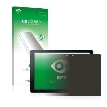 Parte frontale di una confezione del prodotto con il logo del marchio upscreen. Accanto è raffigurato il dispositivo Samsung G