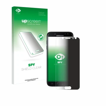 Parte frontale di una confezione del prodotto con il logo del marchio upscreen. Accanto è raffigurato il dispositivo Samsung G