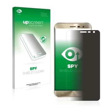 Parte frontale di una confezione del prodotto con il logo del marchio upscreen. Accanto è raffigurato il dispositivo ASUS ZenF