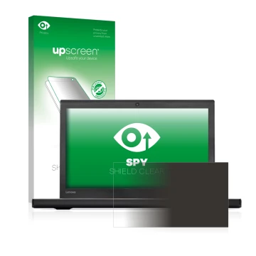 Parte frontale di una confezione del prodotto con il logo del marchio upscreen. Accanto è raffigurato il dispositivo Lenovo Th