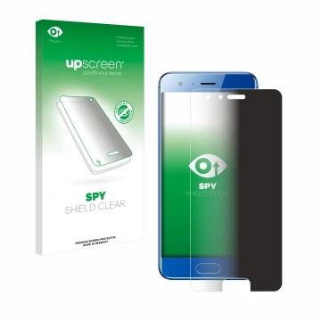 Parte frontale di una confezione del prodotto con il logo del marchio upscreen. Accanto è raffigurato il dispositivo Honor 9 c