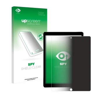 Parte frontale di una confezione del prodotto con il logo del marchio upscreen. Accanto è raffigurato il dispositivo Apple iPa