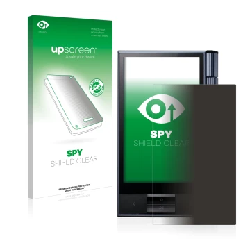Parte frontale di una confezione del prodotto con il logo del marchio upscreen. Accanto è raffigurato il dispositivo Astell&Ke