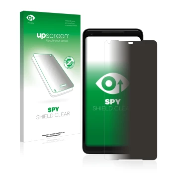 Parte frontale di una confezione del prodotto con il logo del marchio upscreen. Accanto è raffigurato il dispositivo Google Pi