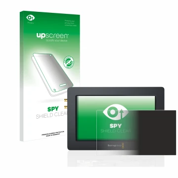 Parte frontale di una confezione del prodotto con il logo del marchio upscreen. Accanto è raffigurato il dispositivo Blackmagi