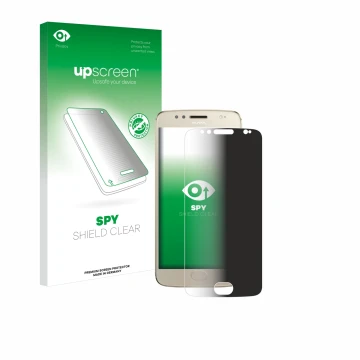 Parte frontale di una confezione del prodotto con il logo del marchio upscreen. Accanto è raffigurato il dispositivo Motorola 