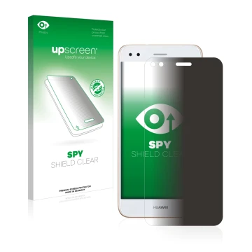 Parte frontale di una confezione del prodotto con il logo del marchio upscreen. Accanto è raffigurato il dispositivo Huawei P9