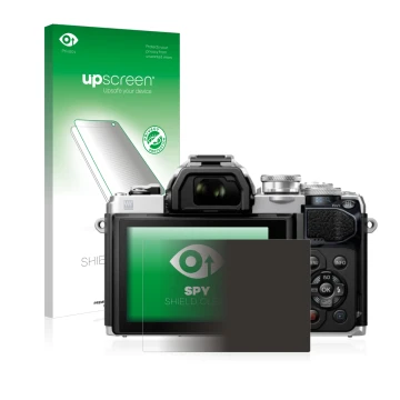 Parte frontale di una confezione del prodotto con il logo del marchio upscreen. Accanto è raffigurato il dispositivo Olympus O
