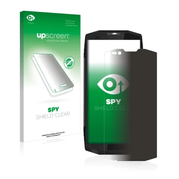 Parte frontale di una confezione del prodotto con il logo del marchio upscreen. Accanto è raffigurato il dispositivo Blackview