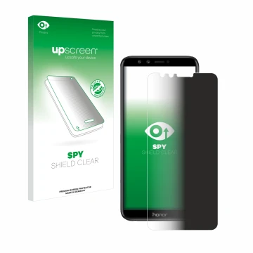 Parte frontale di una confezione del prodotto con il logo del marchio upscreen. Accanto è raffigurato il dispositivo Honor 9 L