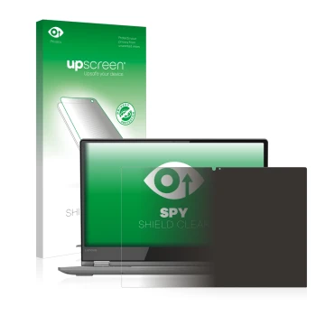 Parte frontale di una confezione del prodotto con il logo del marchio upscreen. Accanto è raffigurato il dispositivo Lenovo Yo