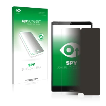 Parte frontale di una confezione del prodotto con il logo del marchio upscreen. Accanto è raffigurato il dispositivo Huawei Me
