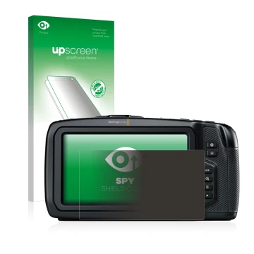 Parte frontale di una confezione del prodotto con il logo del marchio upscreen. Accanto è raffigurato il dispositivo Blackmagi