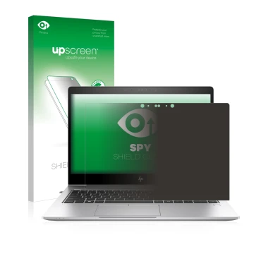 Parte frontale di una confezione del prodotto con il logo del marchio upscreen. Accanto è raffigurato il dispositivo HP EliteB