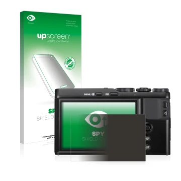 Parte frontale di una confezione del prodotto con il logo del marchio upscreen. Accanto è raffigurato il dispositivo Fujifilm 