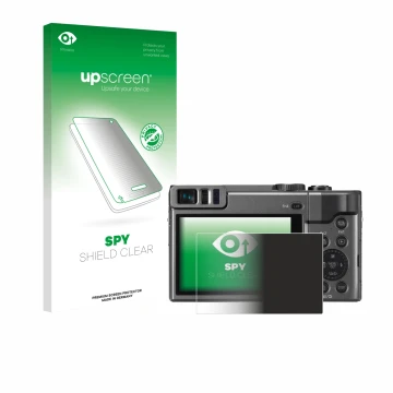Parte frontale di una confezione del prodotto con il logo del marchio upscreen. Accanto è raffigurato il dispositivo Panasonic