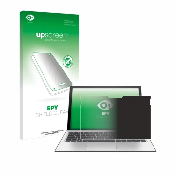 Parte frontale di una confezione del prodotto con il logo del marchio upscreen. Accanto è raffigurato il dispositivo HP Elite 