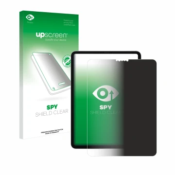 Parte frontale di una confezione del prodotto con il logo del marchio upscreen. Accanto è raffigurato il dispositivo Apple iPa