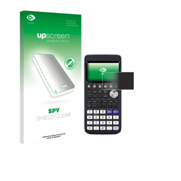 Parte frontale di una confezione del prodotto con il logo del marchio upscreen. Accanto è raffigurato il dispositivo Casio FX-