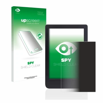 Parte frontale di una confezione del prodotto con il logo del marchio upscreen. Accanto è raffigurato il dispositivo Tolino Sh