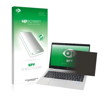 Parte frontale di una confezione del prodotto con il logo del marchio upscreen. Accanto è raffigurato il dispositivo HP EliteB