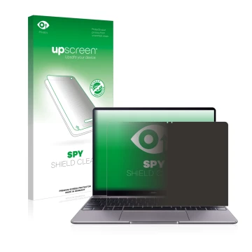 Parte frontale di una confezione del prodotto con il logo del marchio upscreen. Accanto è raffigurato il dispositivo Huawei Ma