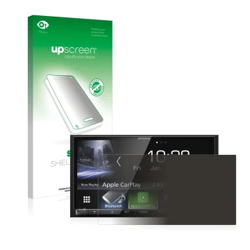 Parte frontale di una confezione del prodotto con il logo del marchio upscreen. Accanto è raffigurato il dispositivo Kenwood D