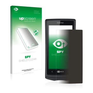 Parte frontale di una confezione del prodotto con il logo del marchio upscreen. Accanto è raffigurato il dispositivo Orderman 