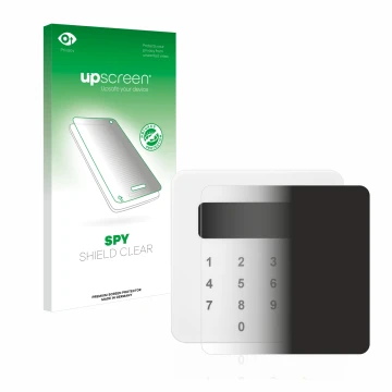 Parte frontale di una confezione del prodotto con il logo del marchio upscreen. Accanto è raffigurato il dispositivo SumUp Air