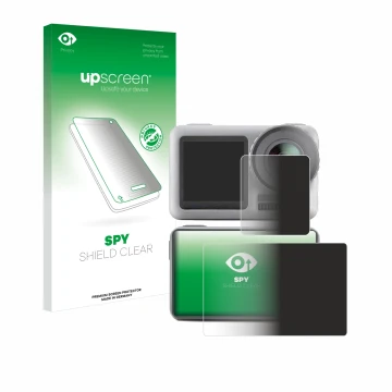 Parte frontale di una confezione del prodotto con il logo del marchio upscreen. Accanto è raffigurato il dispositivo DJI Osmo 