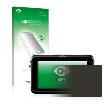 Parte frontale di una confezione del prodotto con il logo del marchio upscreen. Accanto è raffigurato il dispositivo Atomos Sh