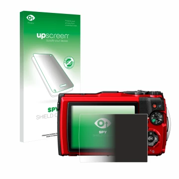 Parte frontale di una confezione del prodotto con il logo del marchio upscreen. Accanto è raffigurato il dispositivo Olympus T