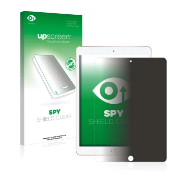 Parte frontale di una confezione del prodotto con il logo del marchio upscreen. Accanto è raffigurato il dispositivo Apple iPa