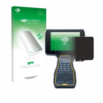 Parte frontale di una confezione del prodotto con il logo del marchio upscreen. Accanto è raffigurato il dispositivo Trimble T