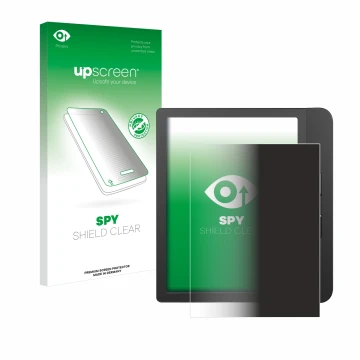 Parte frontale di una confezione del prodotto con il logo del marchio upscreen. Accanto è raffigurato il dispositivo Tolino Vi