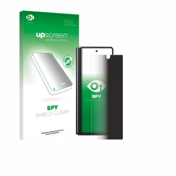 Parte frontale di una confezione del prodotto con il logo del marchio upscreen. Accanto è raffigurato il dispositivo Samsung G