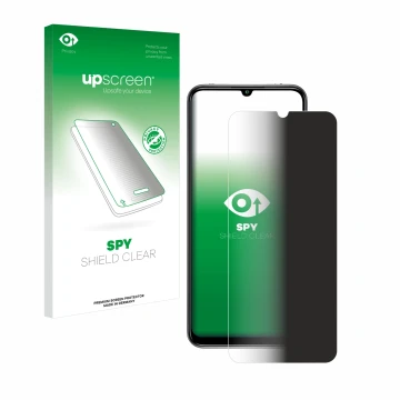 Parte frontale di una confezione del prodotto con il logo del marchio upscreen. Accanto è raffigurato il dispositivo Xiaomi Mi