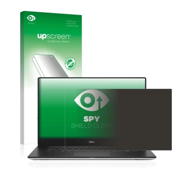 Parte frontale di una confezione del prodotto con il logo del marchio upscreen. Accanto è raffigurato il dispositivo Dell Prec