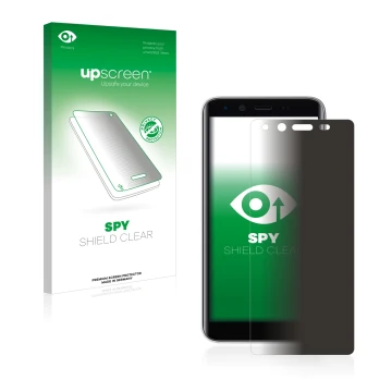 Parte frontale di una confezione del prodotto con il logo del marchio upscreen. Accanto è raffigurato il dispositivo Emporia S