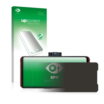 Parte frontale di una confezione del prodotto con il logo del marchio upscreen. Accanto è raffigurato il dispositivo Lenovo Le