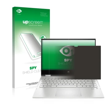 Parte frontale di una confezione del prodotto con il logo del marchio upscreen. Accanto è raffigurato il dispositivo HP Pavili
