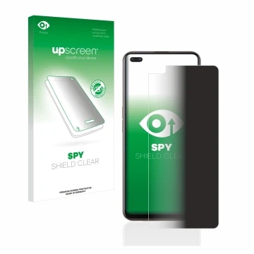 Parte frontale di una confezione del prodotto con il logo del marchio upscreen. Accanto è raffigurato il dispositivo Oppo Reno