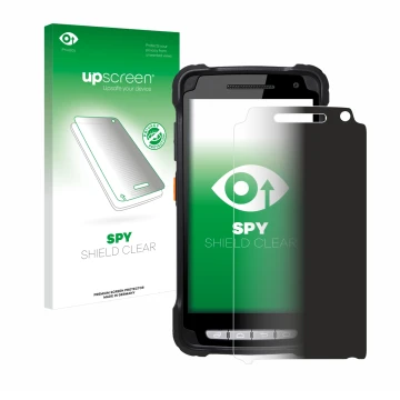 Parte frontale di una confezione del prodotto con il logo del marchio upscreen. Accanto è raffigurato il dispositivo Point Mob